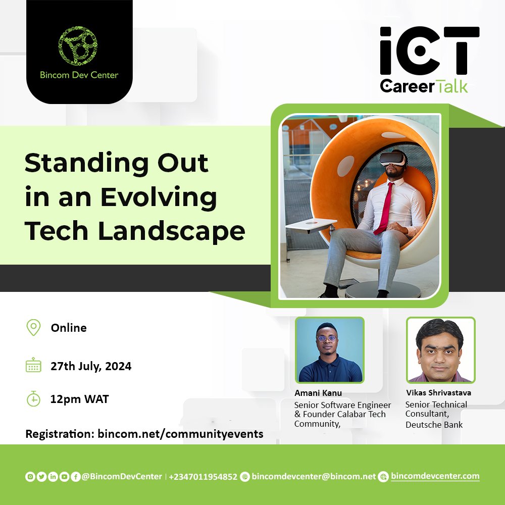 PeterPankyes's tweet photo. Are you ready to make a mark in the ever-changing world of technology? Do you want to learn how to stay ahead and distinguish yourself as a top tech professional?

Join us for an enlightening session at the ICT Career Talk.

Register and save your spot:

https://t.co/VvLLQkL0RL https://t.co/93dlscdv0m