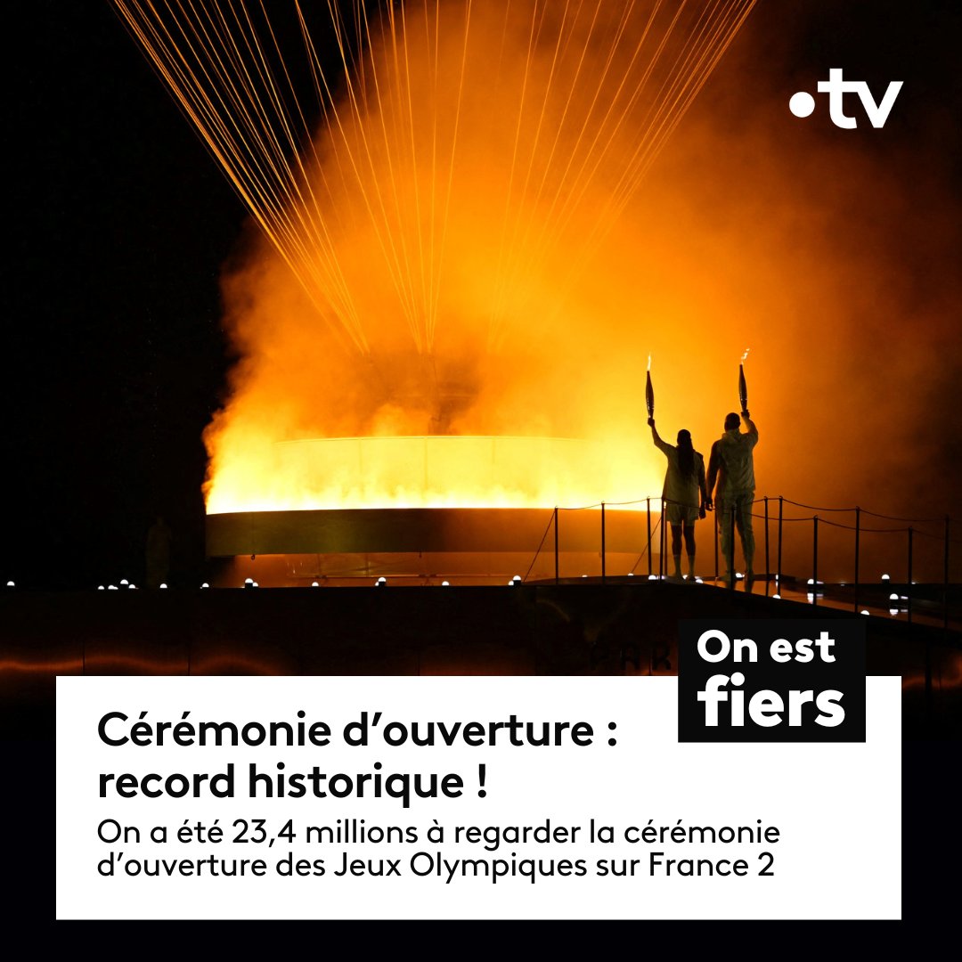 🇫🇷 🔥 #Paris2024 | Les délégations sur la Seine, les prouesses artistiques, la flamme olympique : on a vécu une cérémonie d'ouverture inoubliable hier soir !

Merci aux 23,4 millions de téléspectateurs 🙏

#FranceTVParis2024