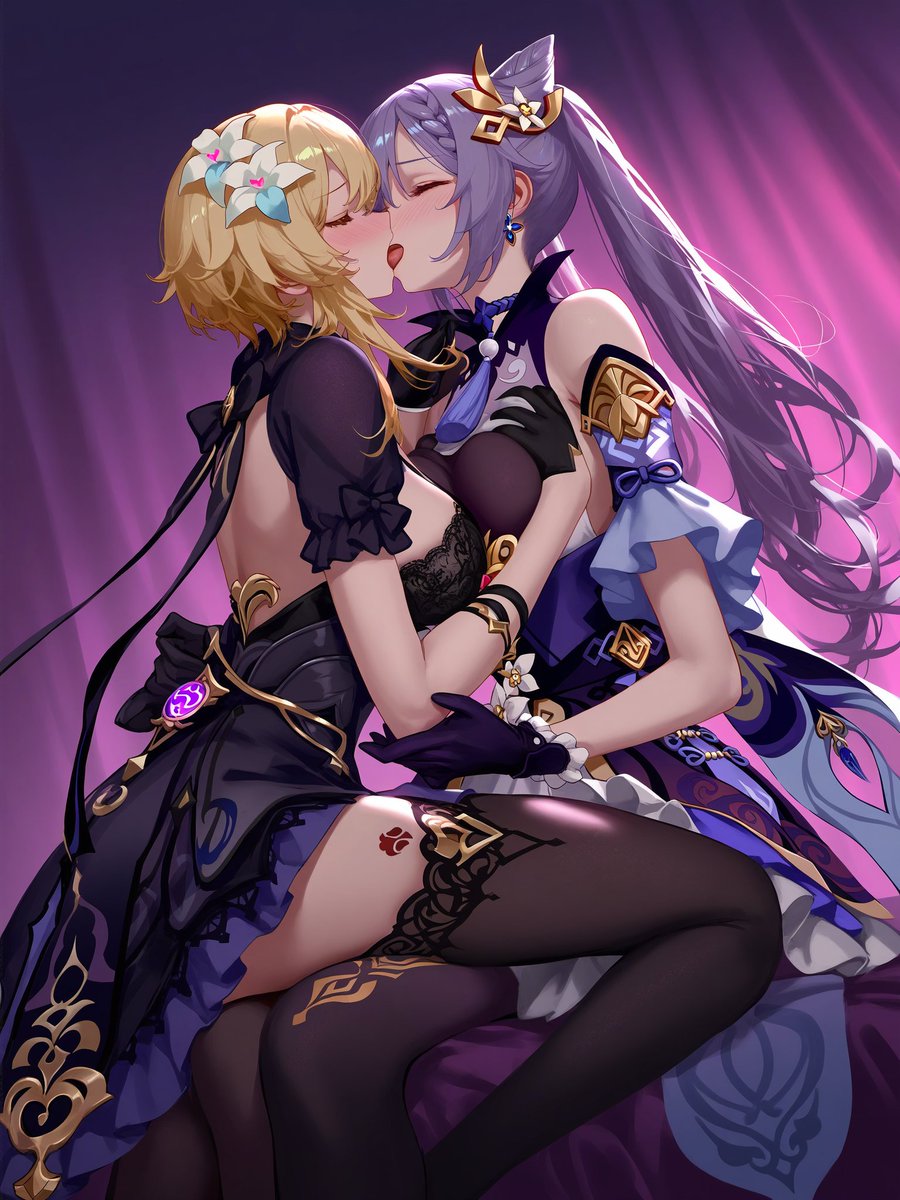 poi______1's tweet photo. 荧（蛍lumine）&amp;刻晴（keqing）  #原神 #百合 #GenshinImpact #刻晴 #Lumine #keqing https://t.co/R71prErrQO