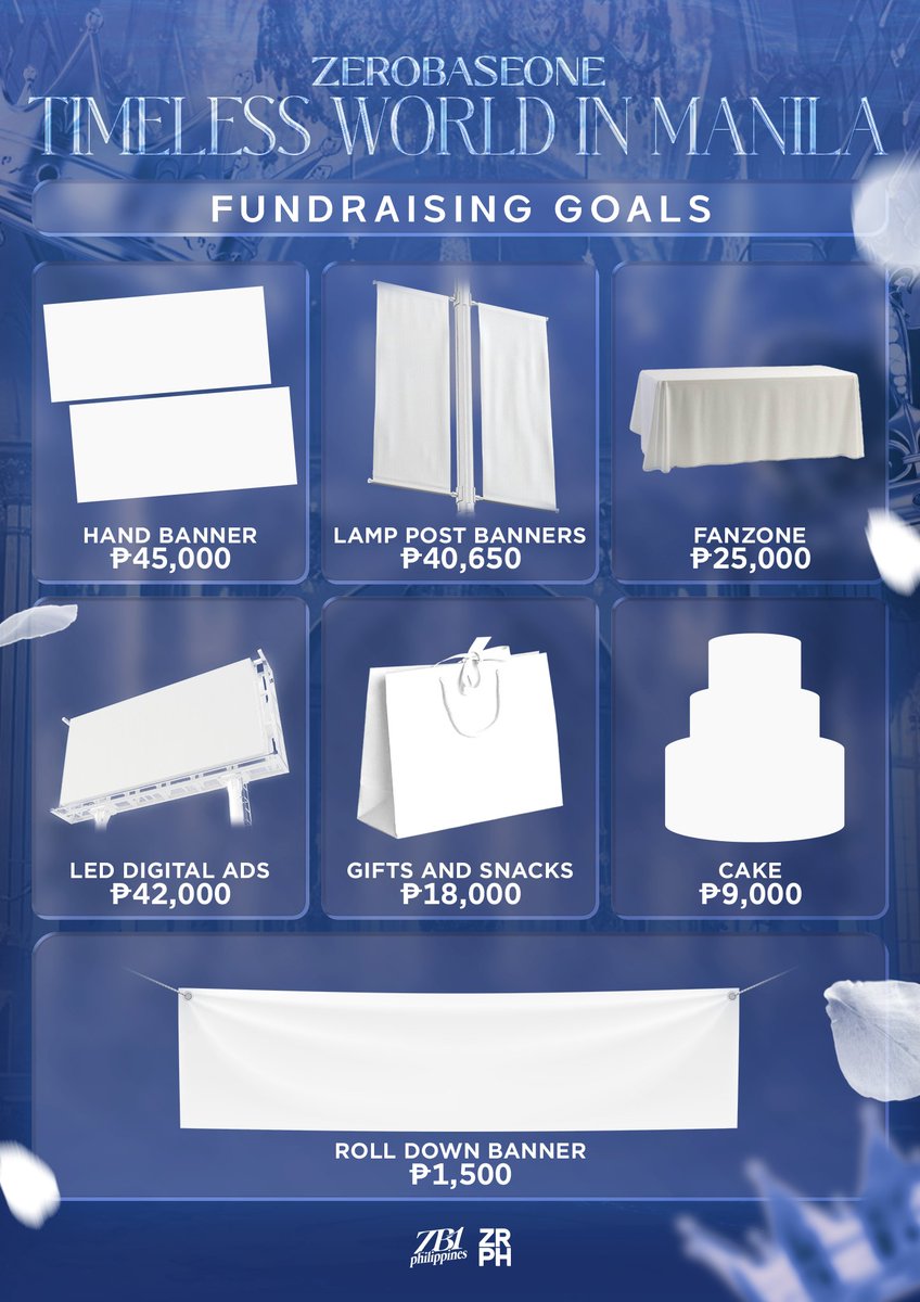 #2024_ZEROBASEONE_THEFIRSTTOUR_TIMELESSWORLD_IN_MANILA 

We are now accepting donations to help fund our fan support projects for #TimelessWorldinManila! Your support will help us create an unforgettable experience for both ZB1 and ZEROSES. 💙

🎯 Donation Goal: ₱181,150 
📥