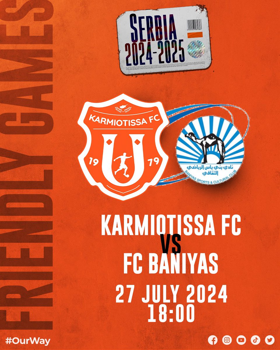 🔶 #preseason24 • 𝗙𝗥𝗜𝗘𝗡𝗗𝗟𝗬 𝗚𝗔𝗠𝗘 🔶

🆚 FC Baniyas
⌚️18:00 🇨🇾
📲 Karmiotissa FC Social Media

🟧 𝗚𝗢𝗢𝗗 𝗟𝗨𝗖𝗞 𝗕𝗢𝗬𝗦 🟧

#karmiotissafc 🧡