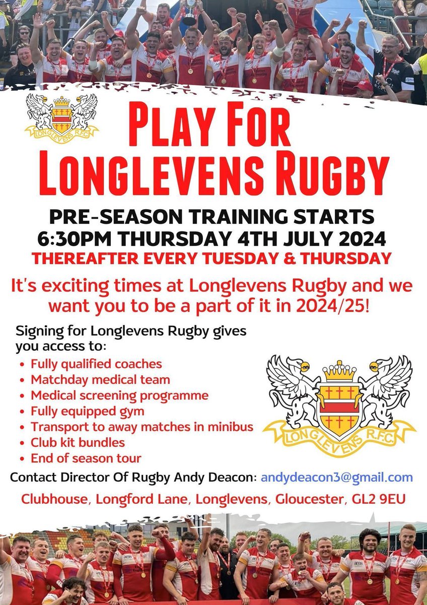 Longlevens Rugby (@longlevensrugby) on Twitter photo ๐ Play for Longlevens Rugby ๐
For more information and to join please contact <a href="/Deacs3/">Andy Deacon</a> Andy Deacon, our DoR: andydeacon3@gmail.com ๐ Play for Longlevens Rugby ๐
For more information and to join please contact <a href="/Deacs3/">Andy Deacon</a> Andy Deacon, our DoR: andydeacon3@gmail.com
