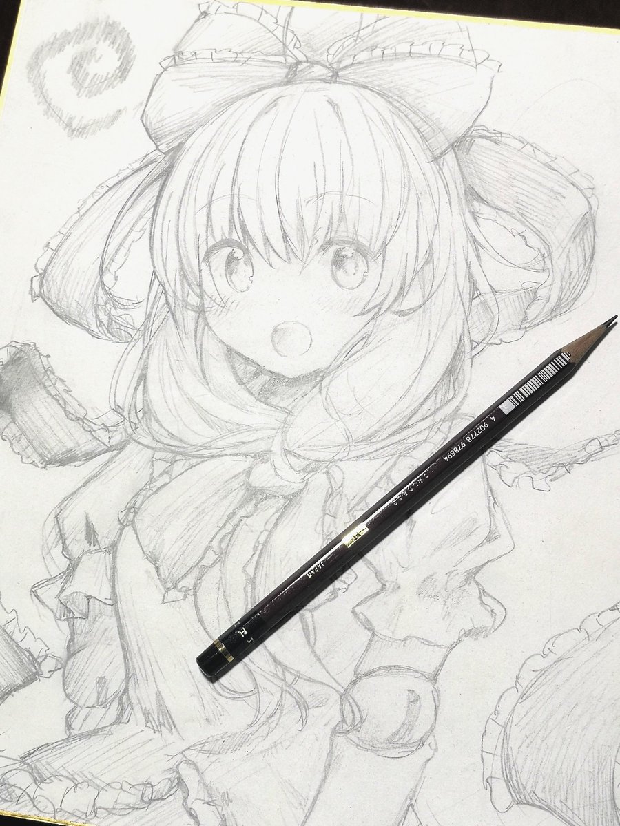 鍵山雛 「色紙に鉛筆で描いた鍵山雛ちゃん…だいぶ前に描いたけど端が折れちゃってお蔵入りして」|ラパメリのイラスト
