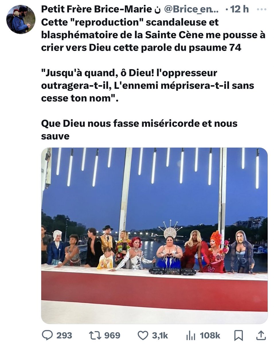 GioTaranzano's tweet photo. C’est un blasphème scandaleux pour les homophobes. 

Ptdrrr, ils sont passé où les « je suis Charlie » ? Ou peut-être que l’on a seulement le droit de blasphémer l’Islam ? 

La haine de leur prochain l’a emportée hier soir.

N’en déplaise aux larmes des fachos, cette Cène était magnifique !