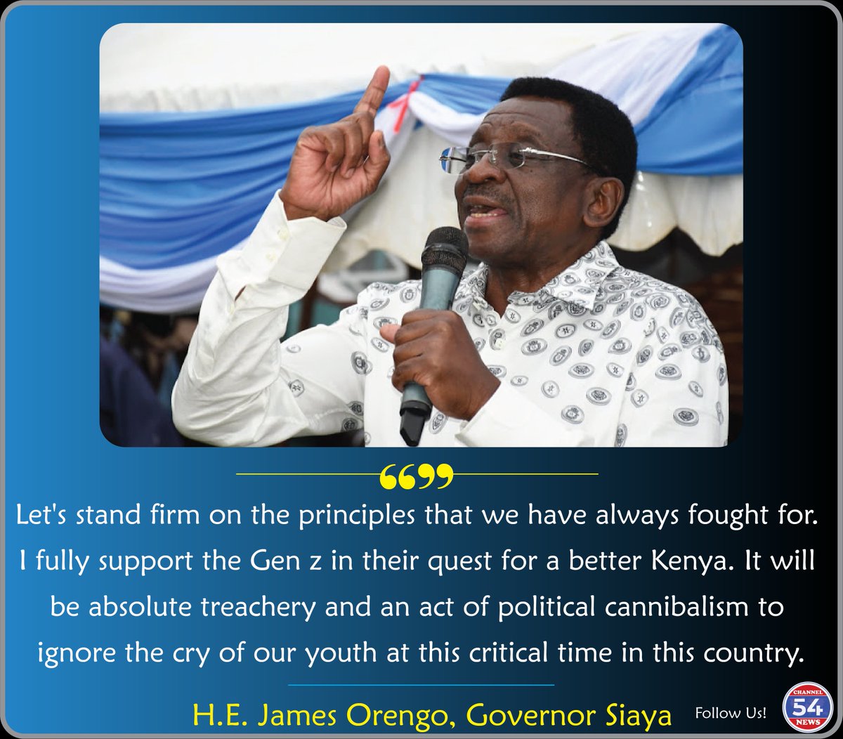 Channel254News's tweet photo. KENYA:

#POLITICS 

"It will be absolute treachery and an act of political cannibalism to ignore the cry of our youth at this critical time in this country," - Governor James Orengo
@orengo_james https://t.co/NezLFf7o3E
