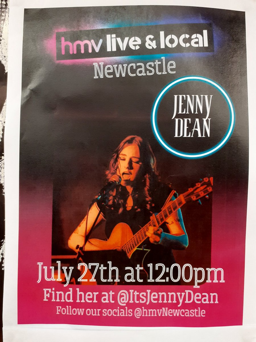 hmvNewcastle's tweet photo. Got two great #LiveAndLocals for ya today. So if your in Toon & love #livemusic come along (it's free) & support these local artists. Kick off 12pm @itsJennyDean & @TheCaldeiras at 3pm.
#GIG #gigs #SaturdayVibes https://t.co/ljJDIGCuI7