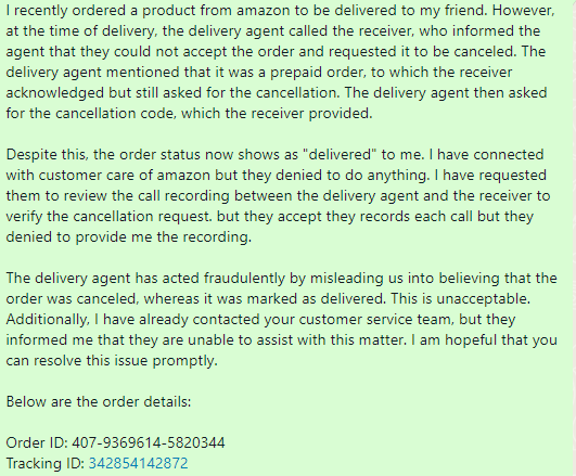 akushwaha978's tweet photo. I ordered a product from @amazon to be delivered to my friend. It's shows delivered But I haven't received it. Please share this post. #AmazonIndia #CustomerService #Fraud
@jagograhakjago  @AmazonHelp @DelhiPolice @CimGOI @JeffBezos @AmazonHelp https://t.co/ANNwdvviWY