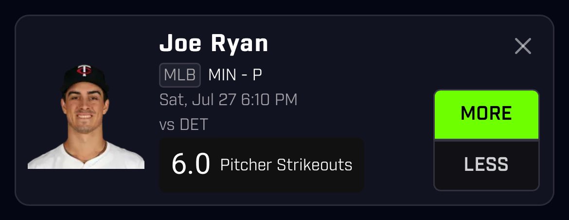 YearingPro's tweet photo. JOE RYAN OVER 6 KS⭐️⭐️⭐️

LOCK THIS IN FAST‼️

DISCORD HAS NUKE PAIRS🔥

Join Our Free Discord ⬇️

https://t.co/vWnCNCGEPD

 #prizepicks #underdog     #fliff #props #prizepicksprops #DFS #Nba     #Nba     #wnba #mlb #sports #sportsbetting #picks https://t.co/vKcjqL3sGY