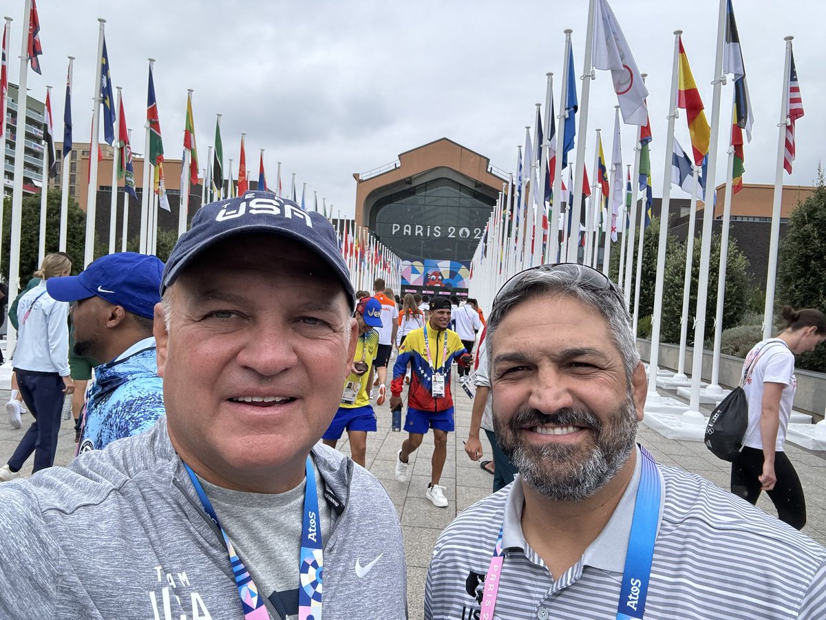 Princeton wrestling alumni, Rich Tavoso ‘87 at the opening ceremony for the 2024 Olympic Games! Rich will serve as team leader for the United States wrestling team.