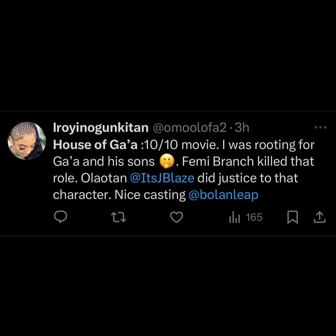 TERRA KULTURE (@terrakulture) on Twitter photo Thank Godโฆ landed with a BANG! ๐ Still trending 3 hours after release yesterday and now itโs No. 1. Who hasnโt seen it? RUN, HURRY! Letโs take it GLOBAL! ๐
STILL STREAMING ON NETFLIX!!! <a href="/NetflixNaija/">Netflix Nigeria</a> โ๏ธ๐ฅ๐๐ฅ
<a href="/femibranch/">Basorun Femi Branch ๐ณ๐ฌ</a> <a href="/mikeafolarin/">AFOLARIN ๐งจ</a> <a href="/ItsJBlaze/">JBlaze</a> <a href="/realfemiadebayo/">Femi Adebayo</a>
#HouseofGaa Thank Godโฆ landed with a BANG! ๐ Still trending 3 hours after release yesterday and now itโs No. 1. Who hasnโt seen it? RUN, HURRY! Letโs take it GLOBAL! ๐
STILL STREAMING ON NETFLIX!!! <a href="/NetflixNaija/">Netflix Nigeria</a> โ๏ธ๐ฅ๐๐ฅ
<a href="/femibranch/">Basorun Femi Branch ๐ณ๐ฌ</a> <a href="/mikeafolarin/">AFOLARIN ๐งจ</a> <a href="/ItsJBlaze/">JBlaze</a> <a href="/realfemiadebayo/">Femi Adebayo</a>
#HouseofGaa