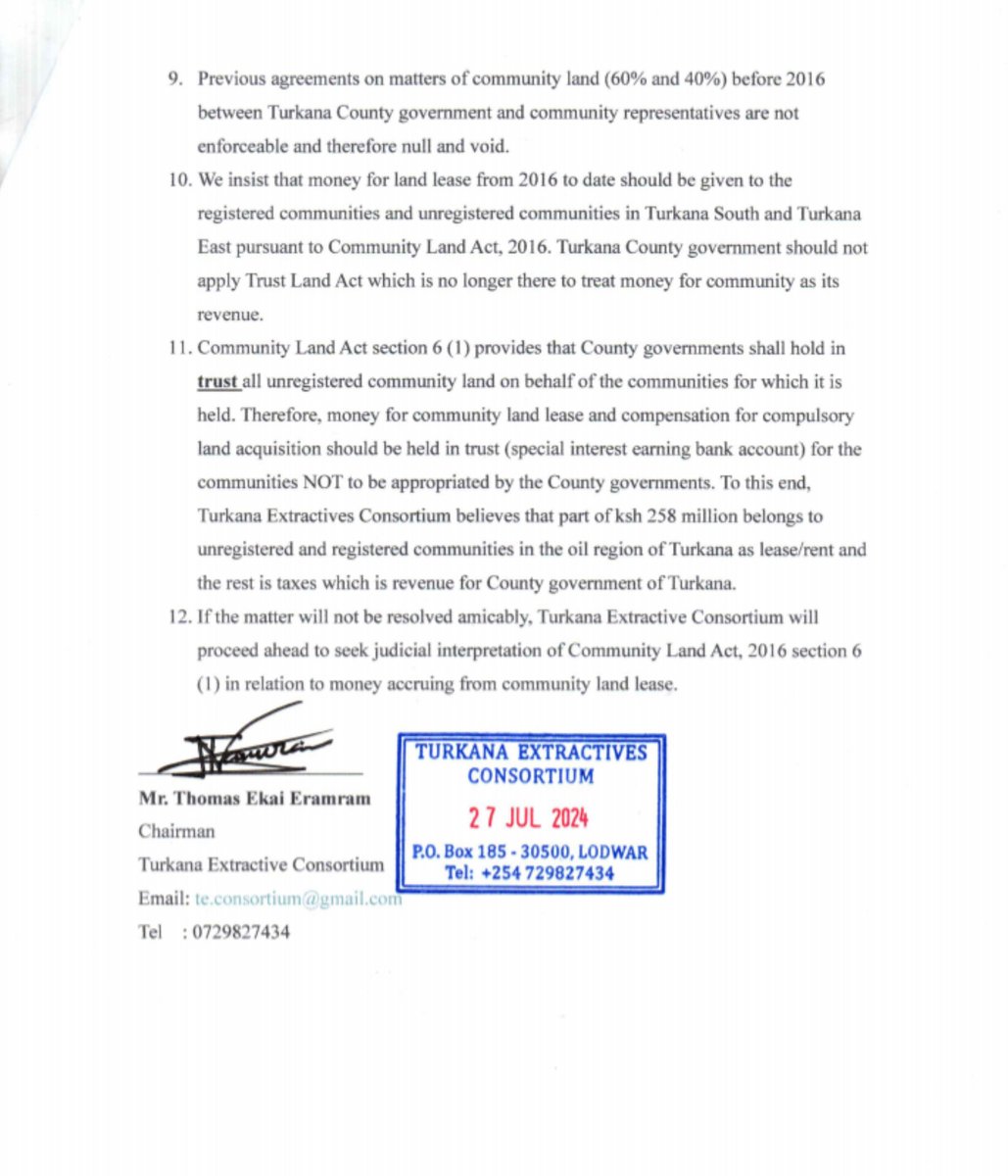 TURKANA EXTRACTIVE CONSORTIUM (TEC) OPEN STATEMENT