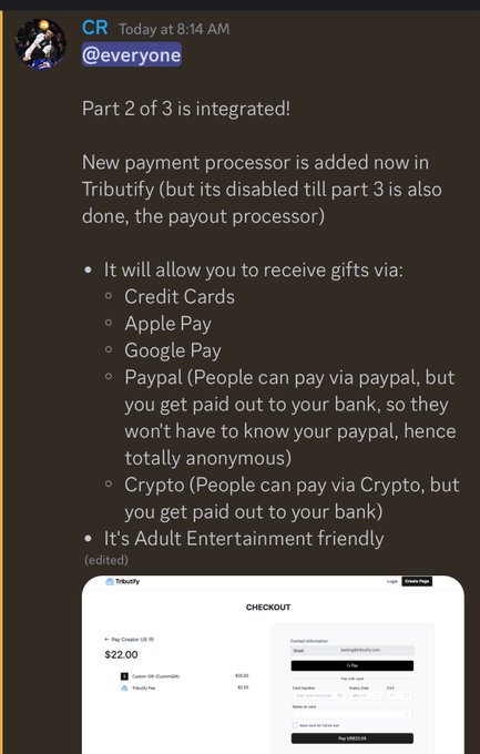 Hey look at that! All you subs will soon be able the PayPal account you&rsquo;re so desperate to use @mytributify