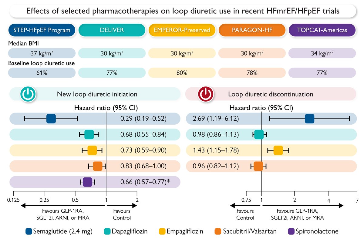 Muthu Vaduganathan (@mvaduganathan) on Twitter photo Fascinating new observation from #STEPHFpEF by <a href="/HFpEF/">Sanjiv J. Shah, MD</a> & <a href="/MkosiborodMD/">Mikhail Kosiborod</a>
#GLP1RA semaglutide leads to *outsized* reductions in diuretic needs in patients with HFpEF compared with other core medical therapies
Article ๐ academic.oup.com/eurheartj/advaโฆ
Editorial ๐ academic.oup.com/eurheartj/advaโฆ Fascinating new observation from #STEPHFpEF by <a href="/HFpEF/">Sanjiv J. Shah, MD</a> & <a href="/MkosiborodMD/">Mikhail Kosiborod</a>
#GLP1RA semaglutide leads to *outsized* reductions in diuretic needs in patients with HFpEF compared with other core medical therapies
Article ๐ academic.oup.com/eurheartj/advaโฆ
Editorial ๐ academic.oup.com/eurheartj/advaโฆ