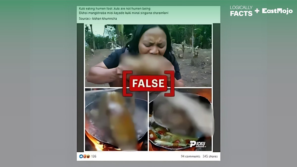 Visuals from Indonesian food vlog shared as 'Kuki man eating human flesh in Manipur'
-via @LogicallyFacts 
eastmojo.com/news/2024/07/2…
