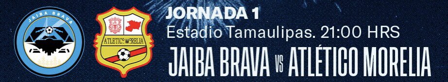 ¡¡ HOY ES UN GRAN DÍA PARA IR AL <a href="/EstadioTAM/">🏟 Estadio Tamaulipas</a> !!

Jornada 1 : Liga Expansión MX
<a href="/JaibaBrava_TM/">Jaiba Brava</a> 🆚 <a href="/C_A_Morelia/">Club Atlético Morelia</a> 
21:00 horas
📺 <a href="/ESPNmx/">ESPN.com.mx</a>  - <a href="/disneyplusla/">Disney+ Latinoamérica</a> 

CAMINEMOS JUNTOS
JUNTOS SOMOS + FUERTES