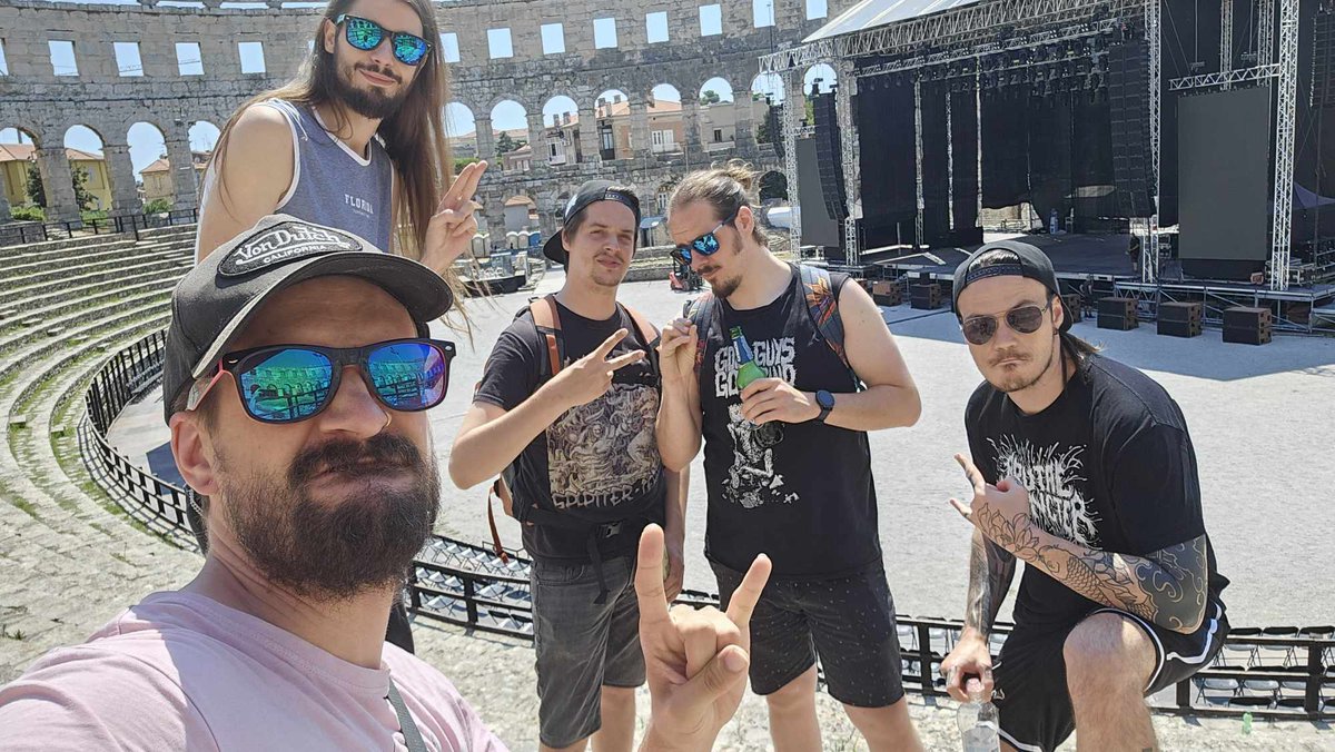 Following Gojira's performance, we'll have the honour to open for the #olympicgames games at the #Pula's coliseum in #Croatia 🇭🇷❗

Look at this massive stage where we'll perform on tonight 🤘. 

Merch : brutalsphincter.com

#goregrind #grindcore #deathmetal #metal #metalhead