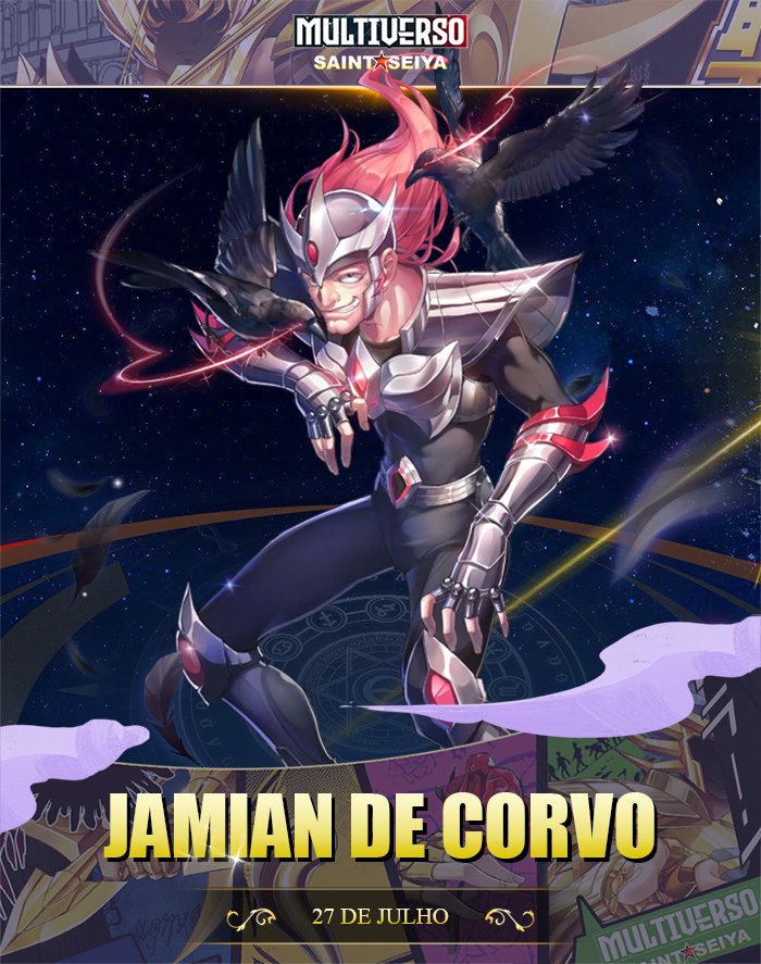 MultiSaintSeiya's tweet photo. "Asas negras cobrem o céu! Um matador que surge entre as aves."
— Enciclopédia Oficial.

Hoje, o Cavaleiro de Prata, Jamian de Corvo faz aniversário! https://t.co/L7I2lcbWuz