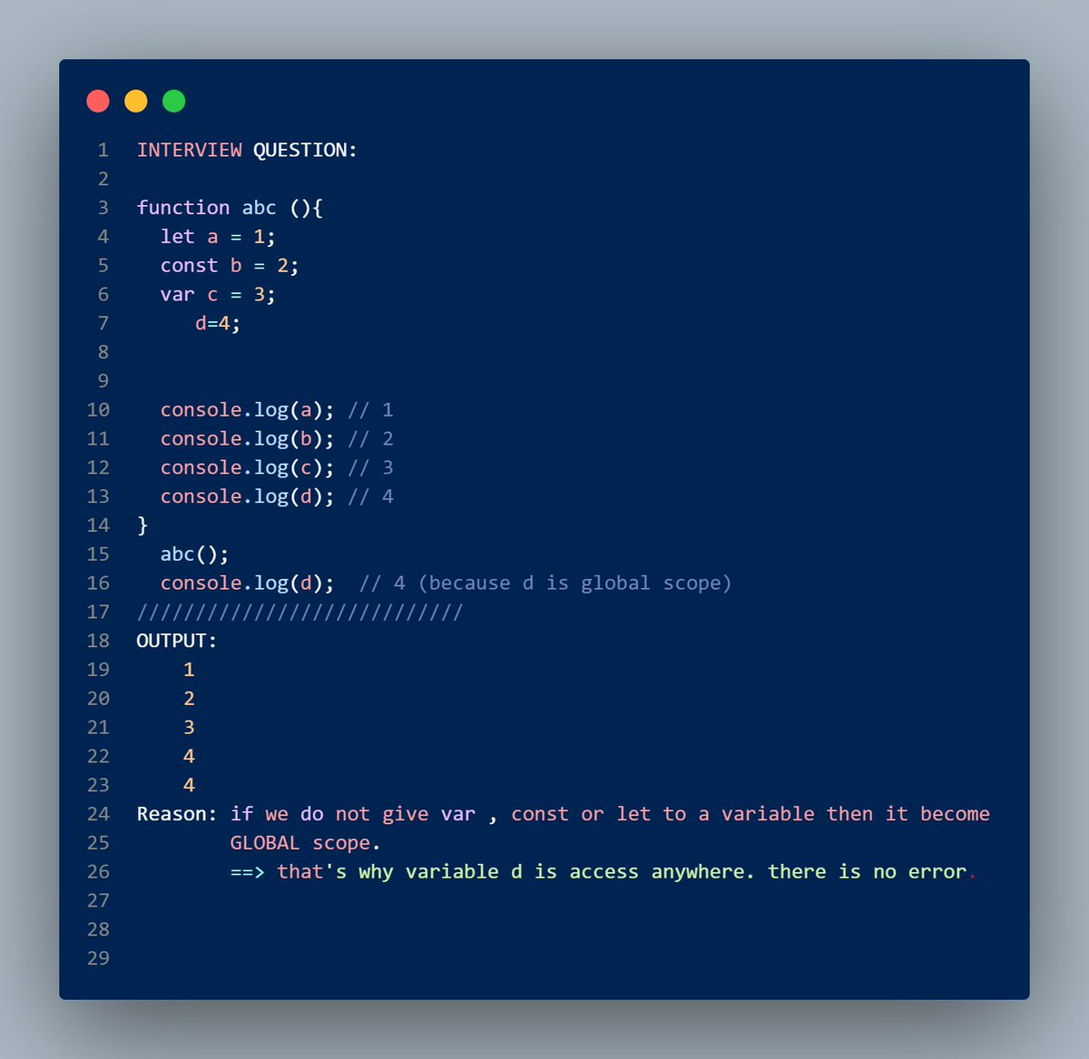 bhu_101's tweet photo. Javascript Interview Question:   
 4.  
#Tech #Technology #Awesome #interview #mostimportant #javascript #interview_question https://t.co/nRdjwYphcB