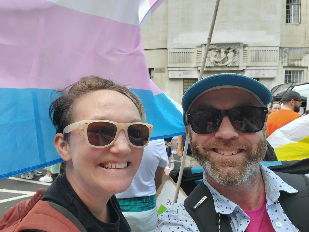 At the start of #TransPrideLondon in the sun #TransRightsAreHumanRights