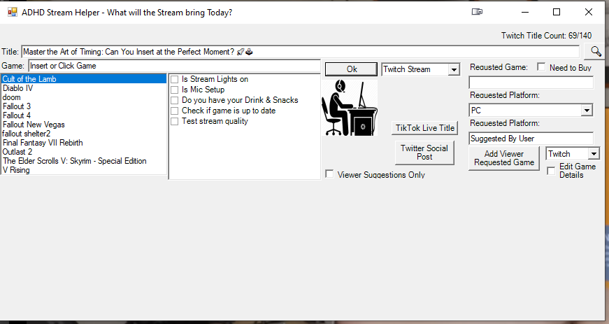 trogan2000's tweet image. do we add an edit / Suggested button or make it so the edit / suggested game shows only when pressed or do we set it so its below the games / checklist?
#streamerdotbot #streamerbot
