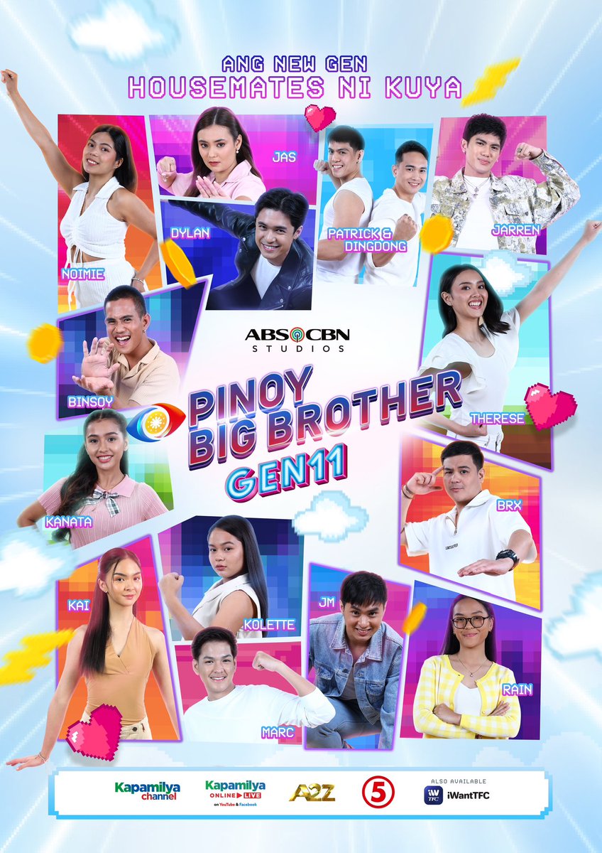 PBBSeasonUpdate's tweet photo. Presenting... Ang New GEN Housemates ni Kuya. Sheesh! ✨🤩

⏰ Weeknights | 10:15PM
🎉 Saturdays | 8:30PM
📅 Sundays | 9:30PM

On Kapamilya Channel, Kapamilya Online Live, A2Z, and TV5. 📺✨ Also available on iWantTFC. 📲💻

#PBBGen11 https://t.co/8rWpTz5bMq