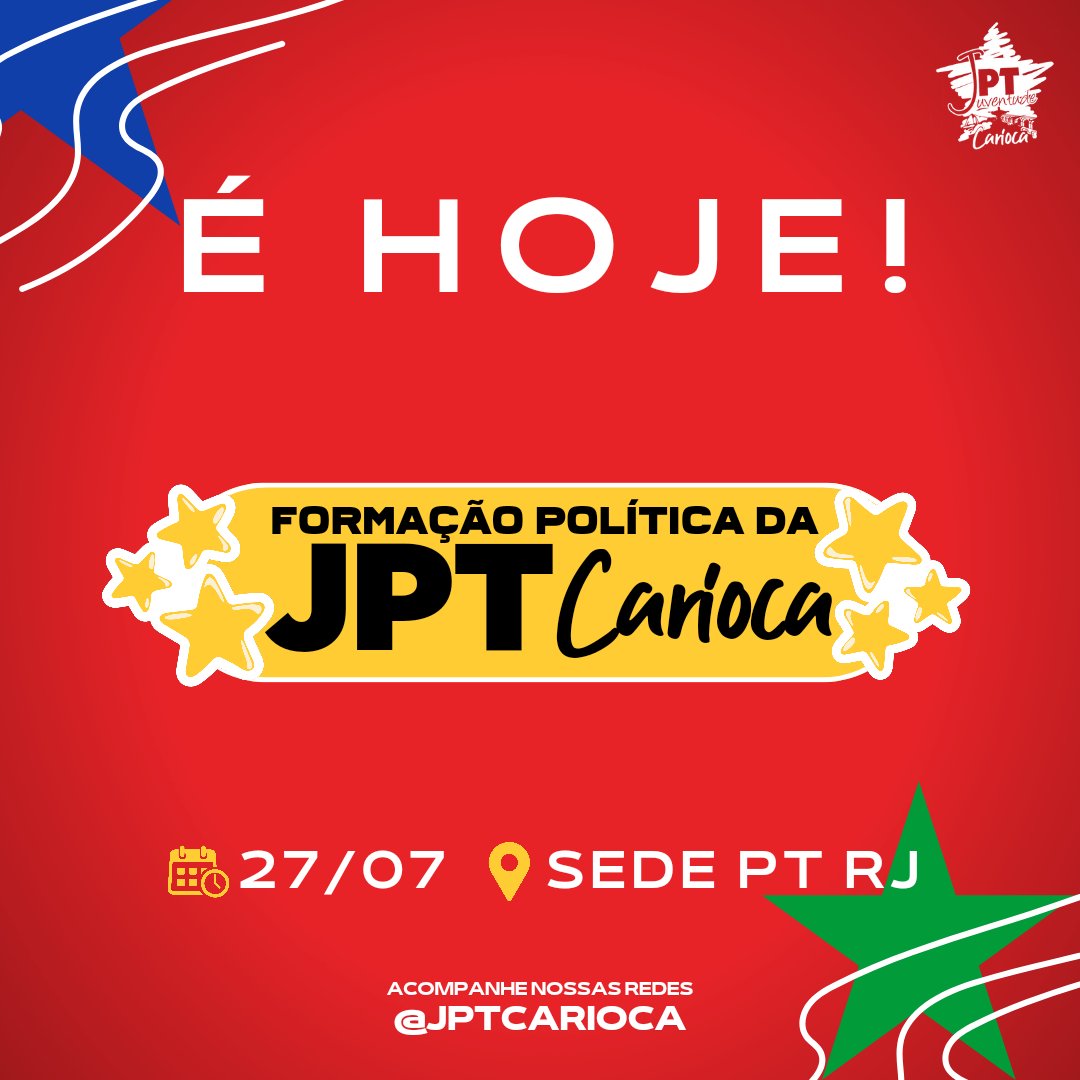 jptcarioca's tweet photo. ✨VAMOS GALERA, JOVENS!✨

Estamos iniciando nossa atividade de formação neste sábado, mas ainda dá tempo de chegar e participar! https://t.co/q26cWbqDqH