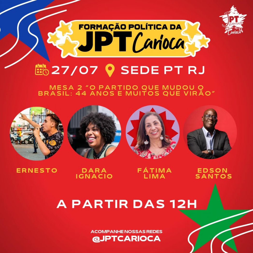jptcarioca's tweet photo. ✨VAMOS GALERA, JOVENS!✨

Estamos iniciando nossa atividade de formação neste sábado, mas ainda dá tempo de chegar e participar! https://t.co/q26cWbqDqH