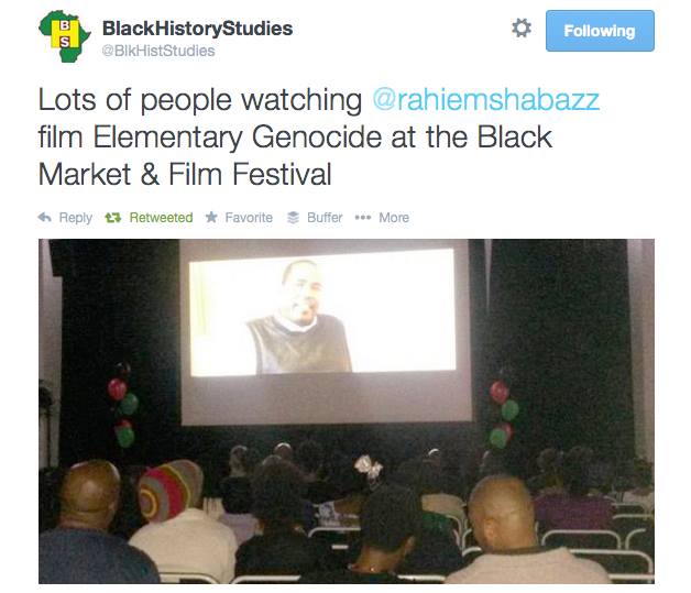 rahiemshabazz's tweet photo. 10 years ago on this day, we packed out the Black Market &amp; Film Festival in the UK for the debut screening of #ElementaryGenocide https://t.co/ve9ZBxUoPj https://t.co/pAl4YgoIwr