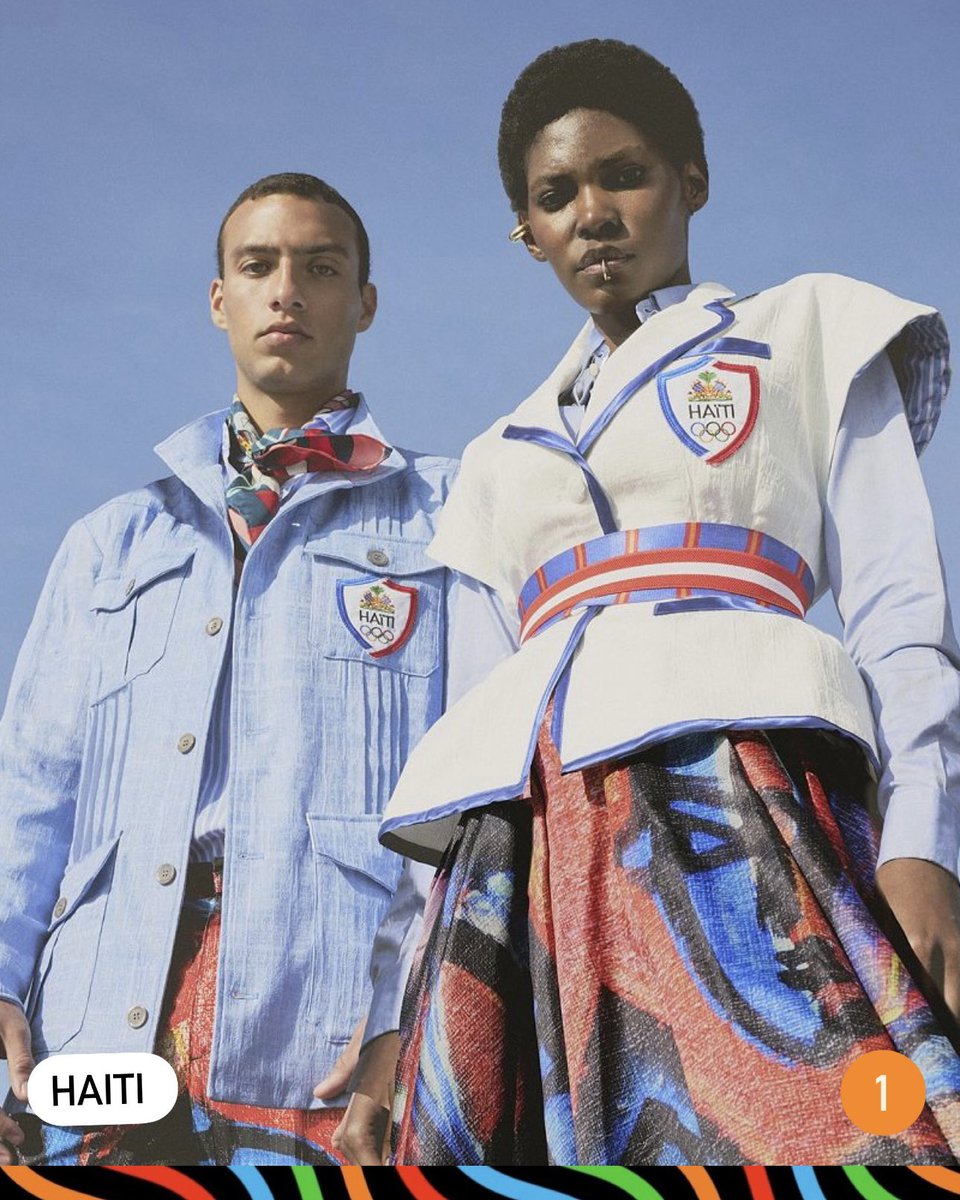 2005Daddyj's tweet photo. I'mma need one of these fast fashion sites to get on these Haiti pants. C'est de la mode haut de gamme. Gimme 2 pair. For real tho, Stella Jean bagged these up. Shouts to the artist Philippe Walter Marie Dodard 🔥🔥🔥#Olympics2024Paris #GoHaiti https://t.co/5dKeIXznnl