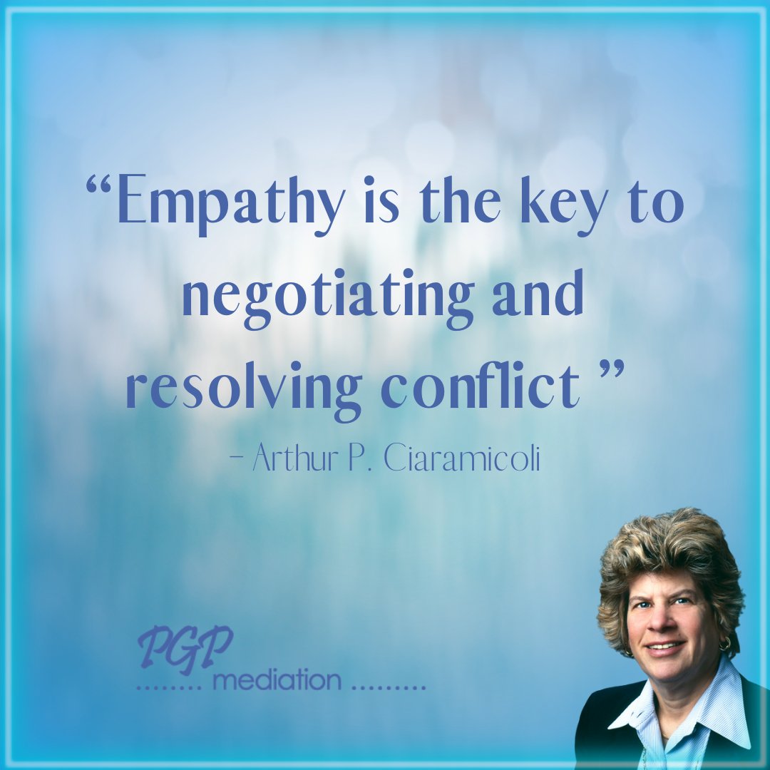 “Empathy is the key to negotiating and resolving conflict ” 
– Arthur P. Ciaramicoli

Phyllis Pollack, Esq
Expert Mediation and Conflict Resolution Services for Southern California
pgpmediation.com
#mediation #adr