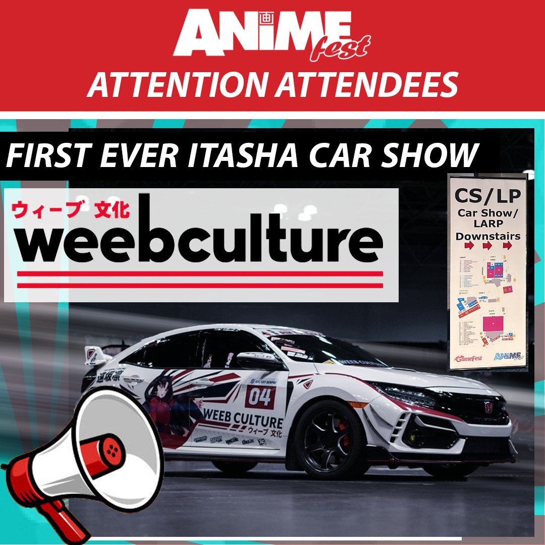 Make sure to check out AnimeFest's Itasha Car Show! In the Lower level of the hotel from 10AM to 6PM!
