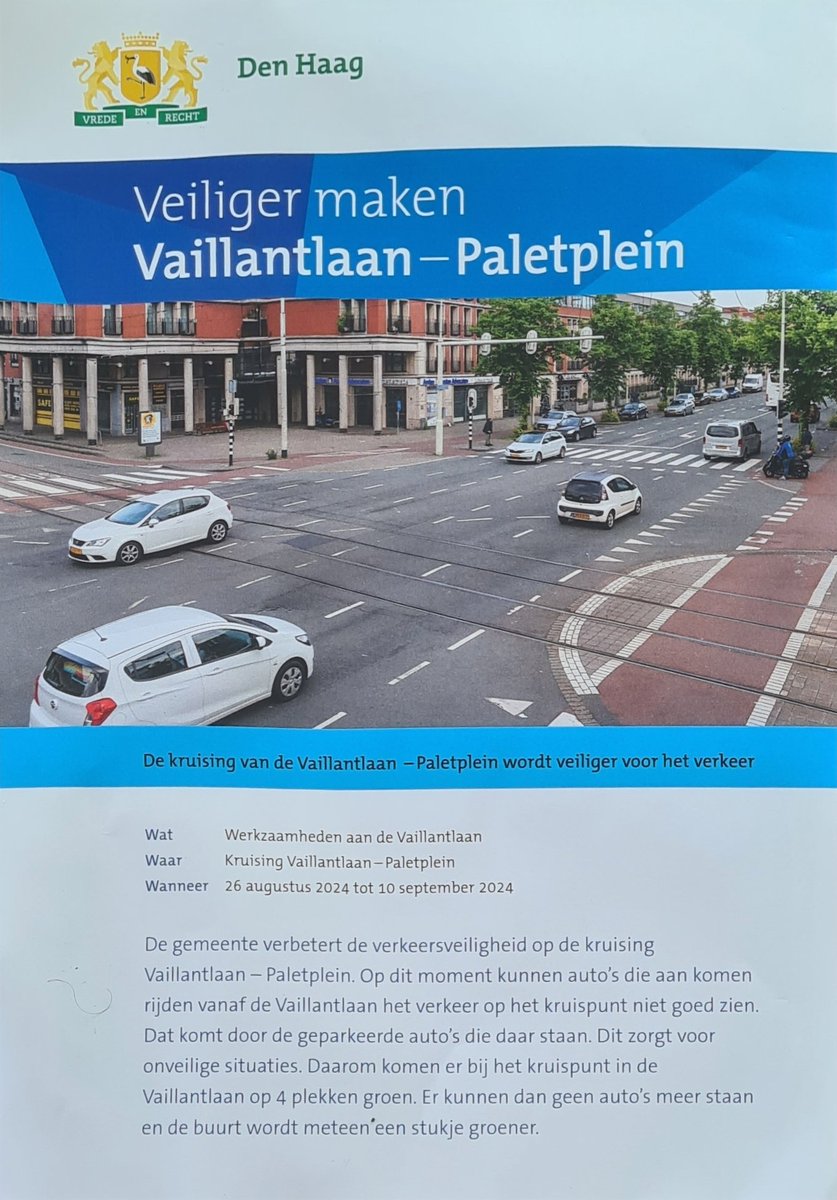 Waar een extreem tekort aan parkeerplaatsen is, worden 5 parkeerplaatsen vervangen voor groen. In het kader van veiligheid waar al voldoende overzicht bij een kruispunt is. En waar voldoende ruimte voor een plein is. Zonder inloopspreekuur of feedback doen van burgers uitvoeren.