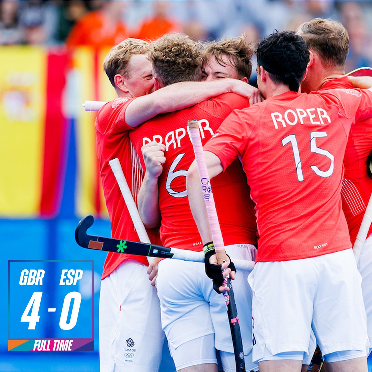 FULL-TIME 🏆🇬🇧 🇪🇸 

3 points for GBR in their opening match at Paris 2024, with a 4-0 victory over Spain. Goals from Nick Park, Gareth Furlong (2) and Rupert Shipperley.

The men are back in action tomorrow evening against South Africa 🇿🇦 
Watch on Discovery+

#Paris2024 #Hockey
