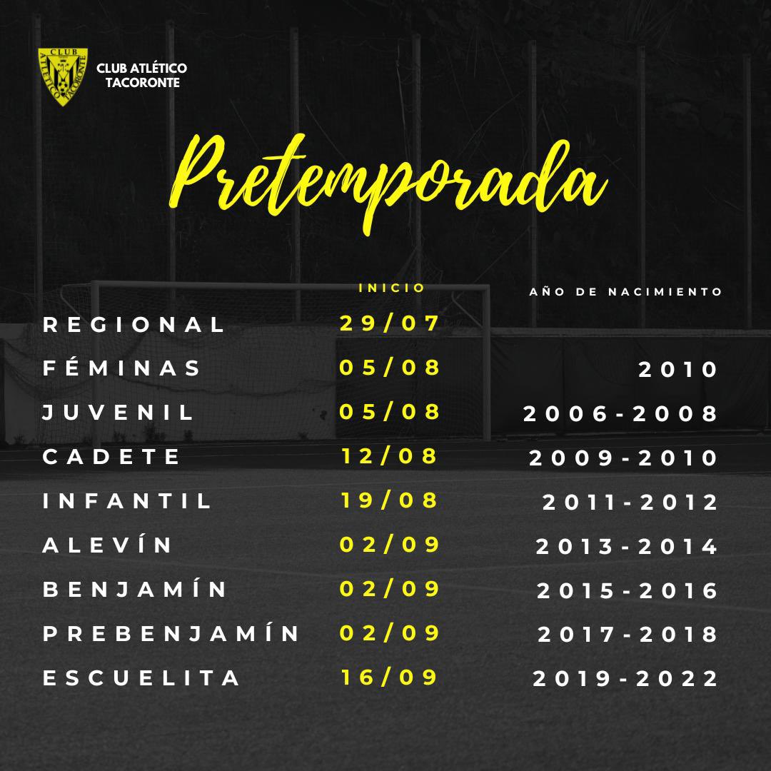 🔴 ¡PRETEMPORADA!

Con mucha emoción anunciamos el inicio de la pretemporada del club de fútbol Atlético Tacoronte. En breve comienza lo que será una increíble temporada 2024/2025.

¡YA NO QUEDA NADA!

📲 #ATLTacoronteCantera
#AtléticoTacoronte #VamosAvispones 🐝