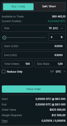 zimagetsfox's tweet photo. @Mlmabc no bots, there is a section of scale orders, there you can set the number of frames between the prices, it will set them as you want.

In the example above it will set 100 orders between 62 and 63 at 0.1BTC, all this is done in 2 clicks. https://t.co/XZ4plow76l