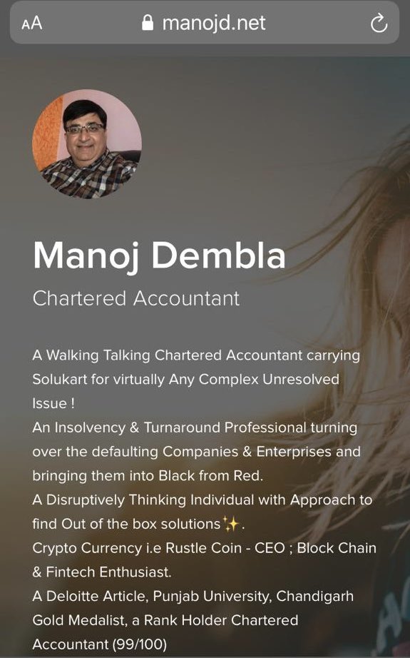 mdembla's tweet photo. A Brief About your own Versatile CA Manoj Dembla, Mumbai, India. https://t.co/B3pnkmqJk9