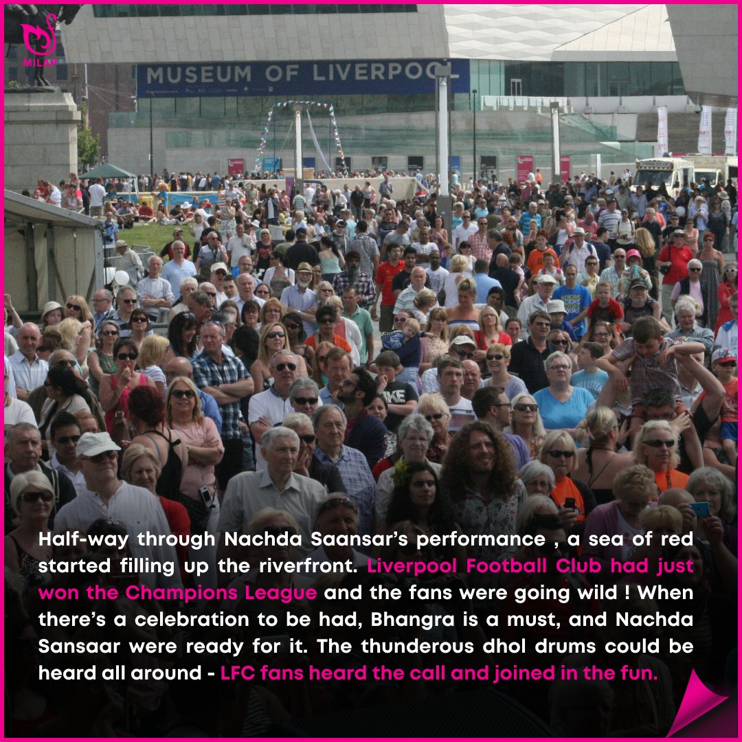 milapfest's tweet image. #MilapMemories

When Bhangra Met Football: A Fusion of Celebrations at the Mersey River Festival!

Swipe through to see how @NachdaSansaar's #Bhangra performance turned into a spontaneous party with Liverpool Football Club fans after their Champions League win!

#CultureLiverpool