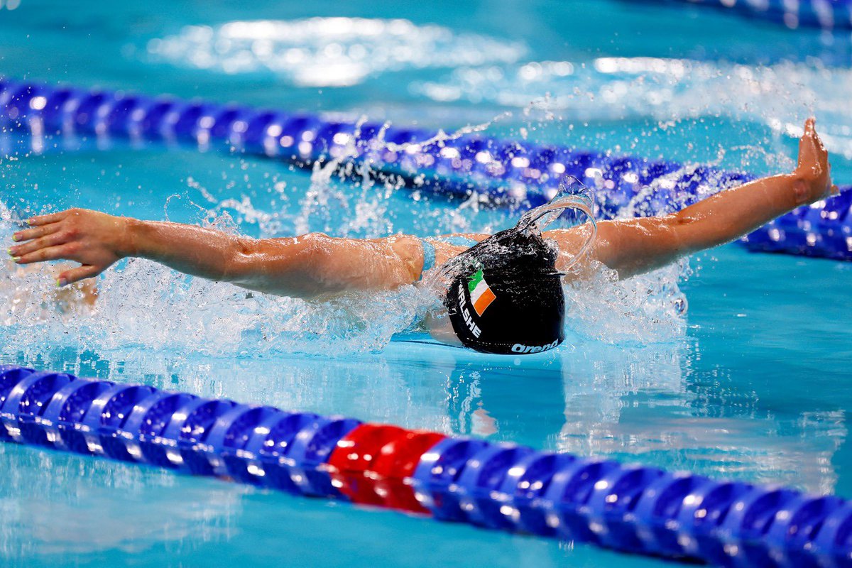 swimireland's tweet photo. First race in the 📚 for #TeamIreland 🦋

#Paris2024 https://t.co/o9eEvKyNfl
