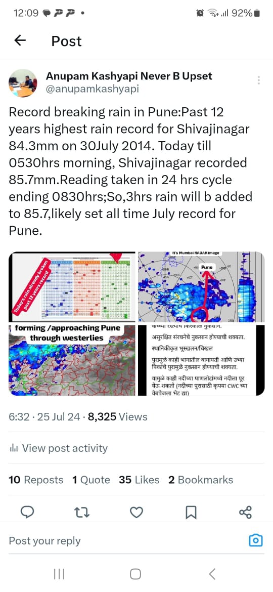 anupamkashyapi's tweet photo. As relentless rain created havoc in Pune on 25,there was panic on everyone's mind:When will it stop?A story that looks at IMD's predicting weather in &amp; from Pune.
https://t.co/B6X6hftNZK
#theindianexpress
#predictingweather 
#hiddenstoriesofimdpune 
#Shimlaoffice https://t.co/DY6FJxhwO9