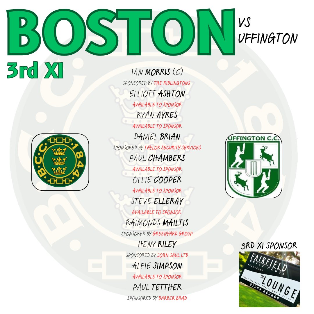Looks like it will be another glorious day for cricket!
Here are today’s sides to face <a href="/HeckingtonCC/">Heckington Cricket Club 1889</a> &amp; <a href="/Uff_Cricket/">Uffington Cricket</a> respectively
Both sides are at home so feel free to come down and watch!
