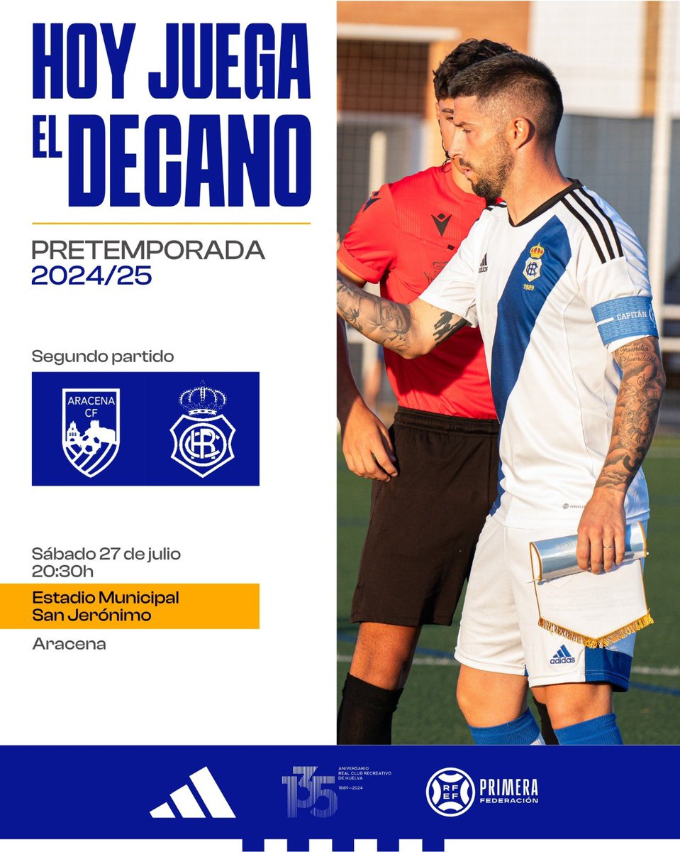 🔵⚪️⚽️

🙌🏼Hoy juega el Decano🙌🏼

Segundo partido de pretemporada, a las 20:30 horas nos vemos en el Estadio Municipal San Jerónimo de Aracena

#UnicoSiempre #DecanoDelFutbolEspañol
