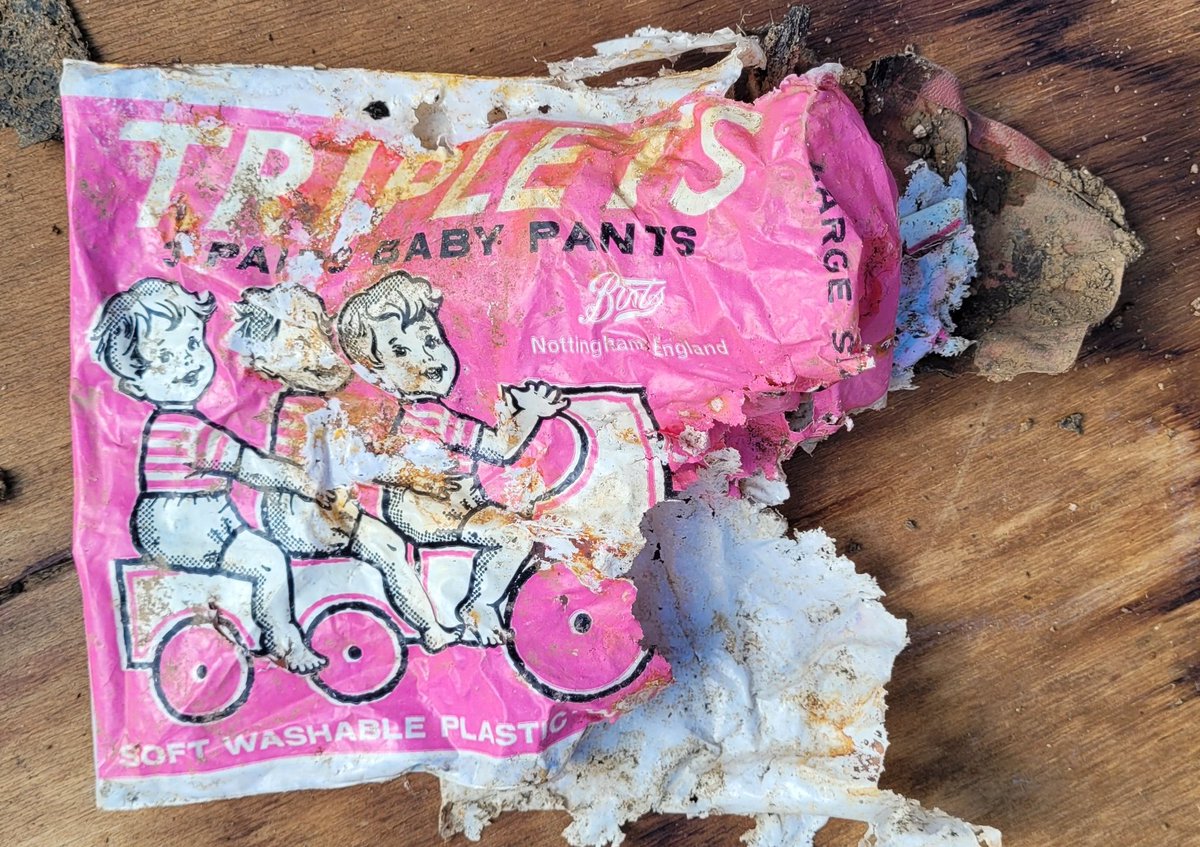 DrAdamReed's tweet photo. @BootsUK Can you help us age this packaging? We are trying to date when a mysterious bunker was backfilled in our garden and found this amongst it all. https://t.co/2gAMtqkm89