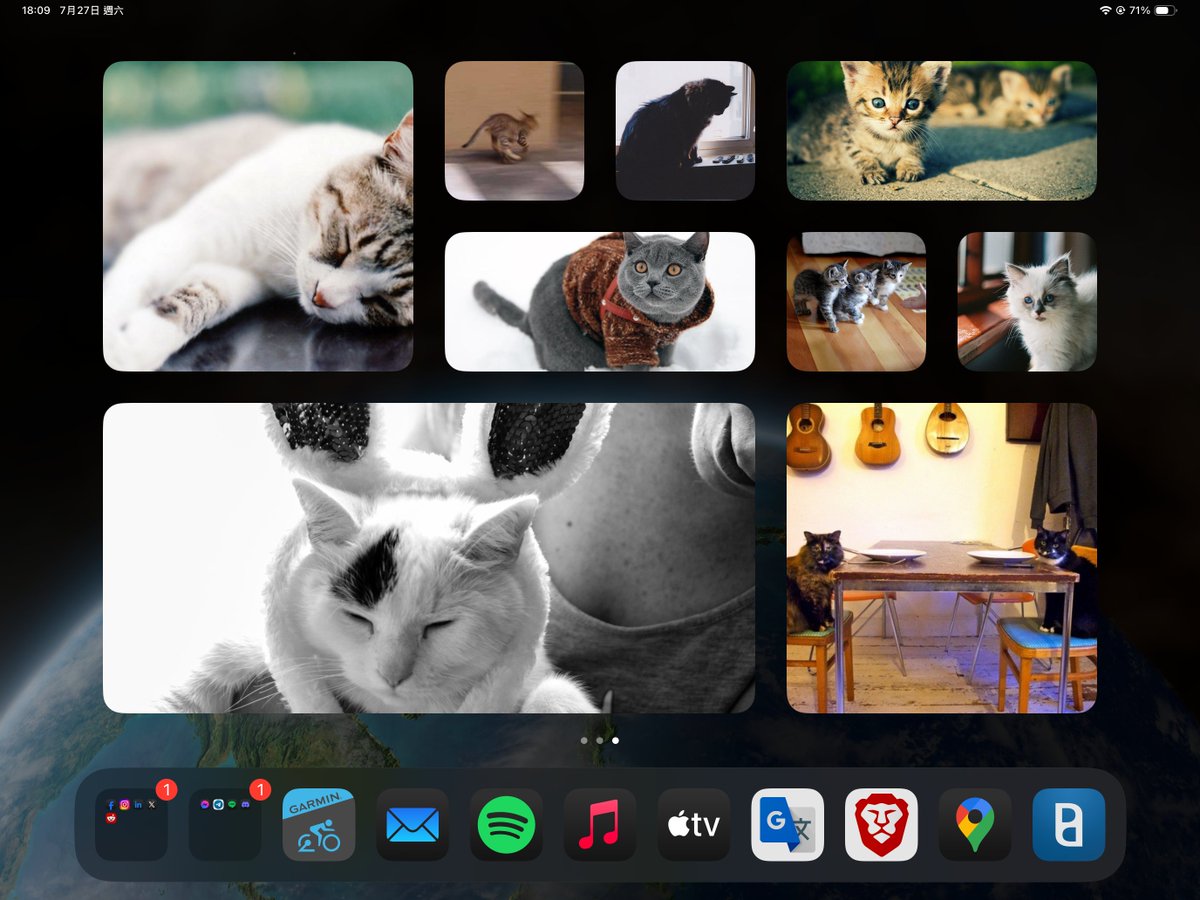稍微把貓貓圖 widget 完善一下，改成每天自動更新圖片
稍微整理一下寫了一篇超短文，裡面有分享程式碼
medium.com/@jimmylevelup/…