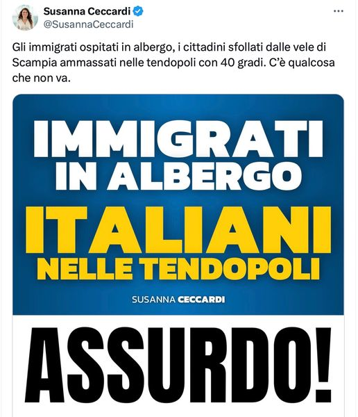 BlobRai3's tweet image. &quot;CECCARDI: SCAMPI CHI PUO&apos;!&quot;.
IL post dell&apos;eurodeputata, ripescata, della Lega. X, 26 luglio).
Alle 20.00 su #rai3 #blobremix, riassunto della settimana...