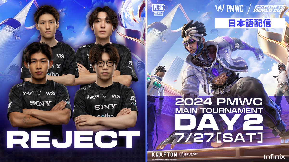 PMJL_official's tweet photo. #2024PMWC MAIN TOURNAMENT DAY2配信スタート✨

最終日に繋がる重要な一日🔥
本日REJECTはどんな戦いを見せてくれるのでしょうか！？👀

📺配信情報
https://t.co/9Borr1P6OG

#PUBGモバイル #EsportsWorldCup https://t.co/K5CrbATX9I