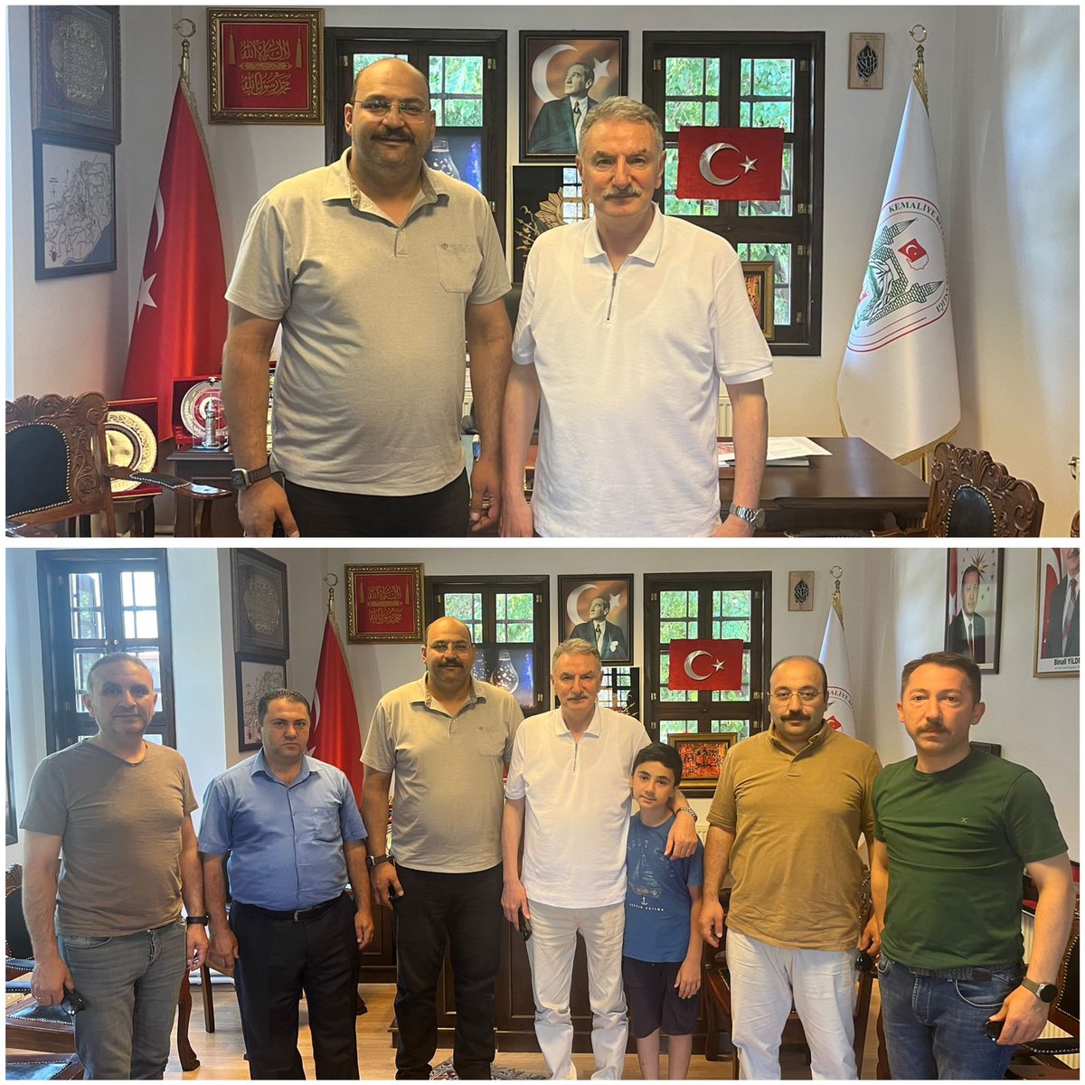 ErdemAtmaca24's tweet photo. Kıymetli Hemşehrimiz Toprak Mahsuller Ofisi Genel Müdürümüz Sayın @Ahmet_Guldal ve kıymetli heyetini Belediyemizde ağırlamaktan büyük onur duyduk. 
Değerli Genel Müdürümüze Ziyaretlerinden dolayı kendilerine teşekkür eder, iş birliklerimizin devamını dilerim. #Kemaliye #Eğin #TMO https://t.co/uHZo1PtfH6