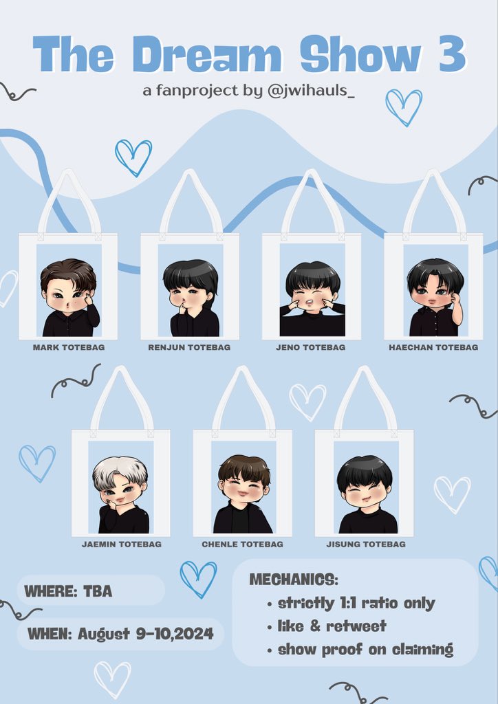 jwihauls_'s tweet photo. ♡ The Dream Show 3 Giveaway ♡
➳ a fan support project  for #NCTDREAM

hello, ill be giving away tote bags on August 10 &amp; 11

how to claim:
- like &amp; rt
- mbf (optional)
- present on d-day

#THEDREAMSHOW3_in_MNL
#THEDREAMSHOW3_in_MANILA 
#NCTDREAM_THEDREAMSHOW3_in_MNL https://t.co/pJ35zr9oQI