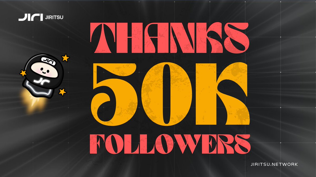 Jiritsu_Network's tweet image. HEY Jirians !!🥷🥷🥷

Milestone Alert! 📢

We've just hit 50K Followers on @Jiritsu_Network!!
Thank you for your amazing support! 🎉

To celebrate, we're launching an 800 USDT giveaway!  Join our Discord for a chance to win!

📖 How To Enter?

1⃣Join the Jiritsu Discord👇: