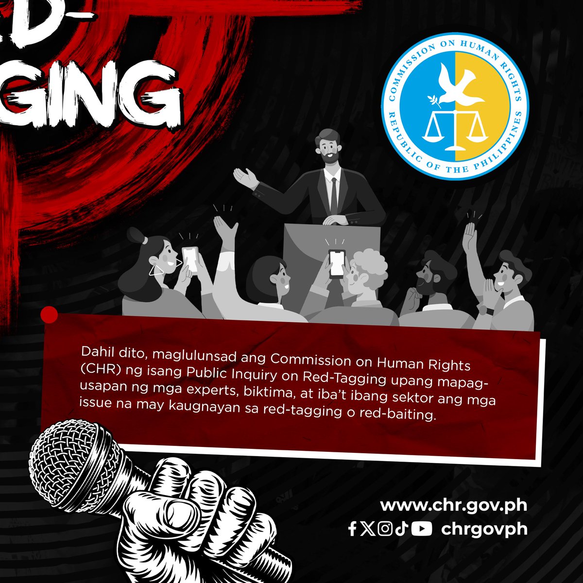 chrgovph's tweet photo. LOOK: Ano nga ba ang red-tagging at bakit ito mahalagang pag-usapan?
#PIORT24 #PublicInquiryOnRedTagging #StopRedTagging #RedTagging https://t.co/tIzJZUpPDq