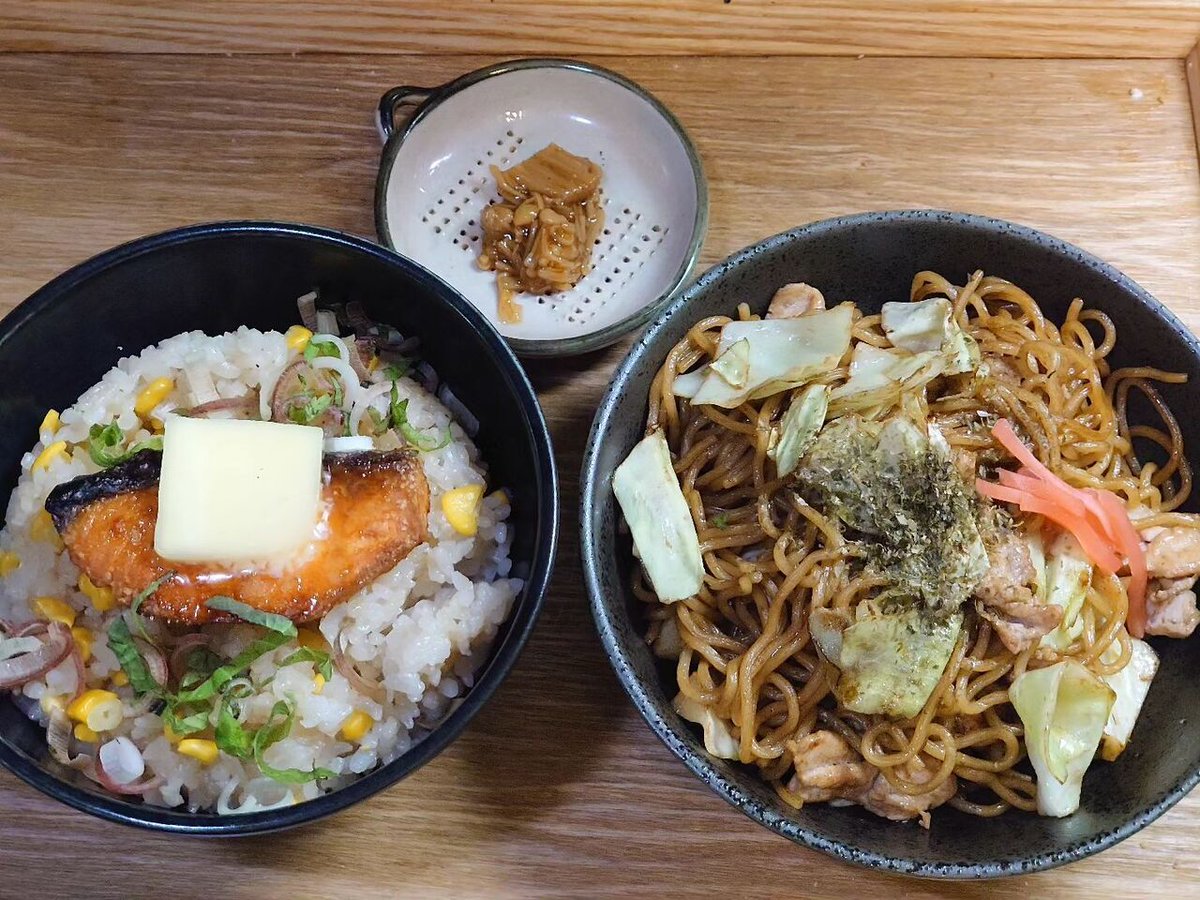 takephoto's tweet photo. #้ฎญใฎใใฟใผใณใผใณใ้ฃฏ #็ผใใใฐ #grilled #salmon #cornrice #yakisoba #friednoodle #nameko #dinner #mealathome #cooking #takekitchen #japanesefood #instafood #ๅค้ฃ #ๅคใ้ฃฏ #ๅคใใฏใ #ๅค้ฃฏ #ใใใกใใฏใ #่ชๅฎ
้ฃฏ #ๆ็ #ๆ็็ทๅญ #ๆ็ๅฅฝใใชไบบใจ็นใใใใ #ๆ็่จ้ฒ https://t.co/uIa3MctjS3